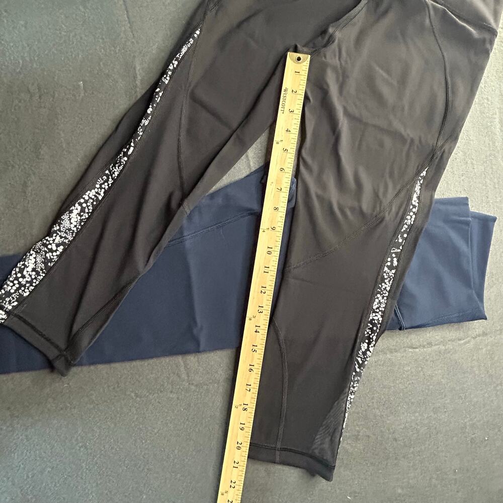 3 Lululemon leggings Lot Size 6 black blue 21” inseam athletic workout pants - Picture 4 of 7